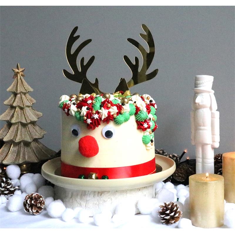 Décorations de gâteau de Noël, père Noël, cerf, étoile, arbre