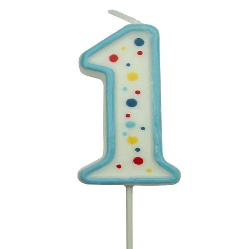 Grande bougie 2 ans - Bleu/blanc- 6,3cm